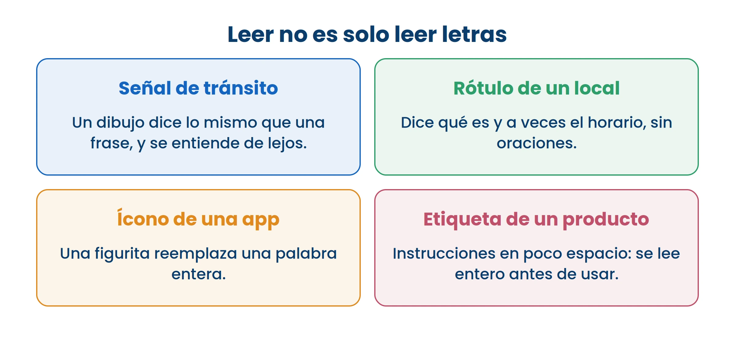 Las cuatro se leen en segundos y sin oraciones. Leer también es eso.
