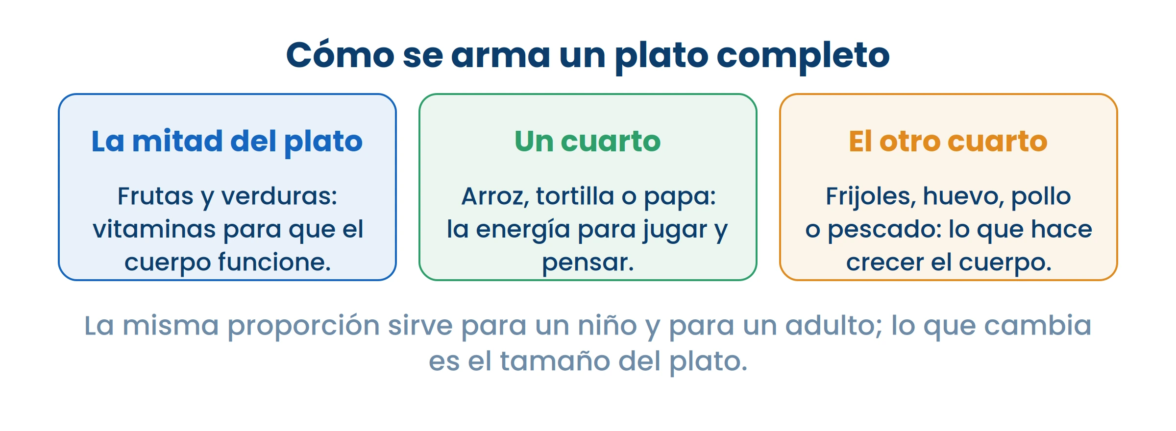 No es cuánto comés, es cómo repartís el plato. Mirá las proporciones, no las cantidades.